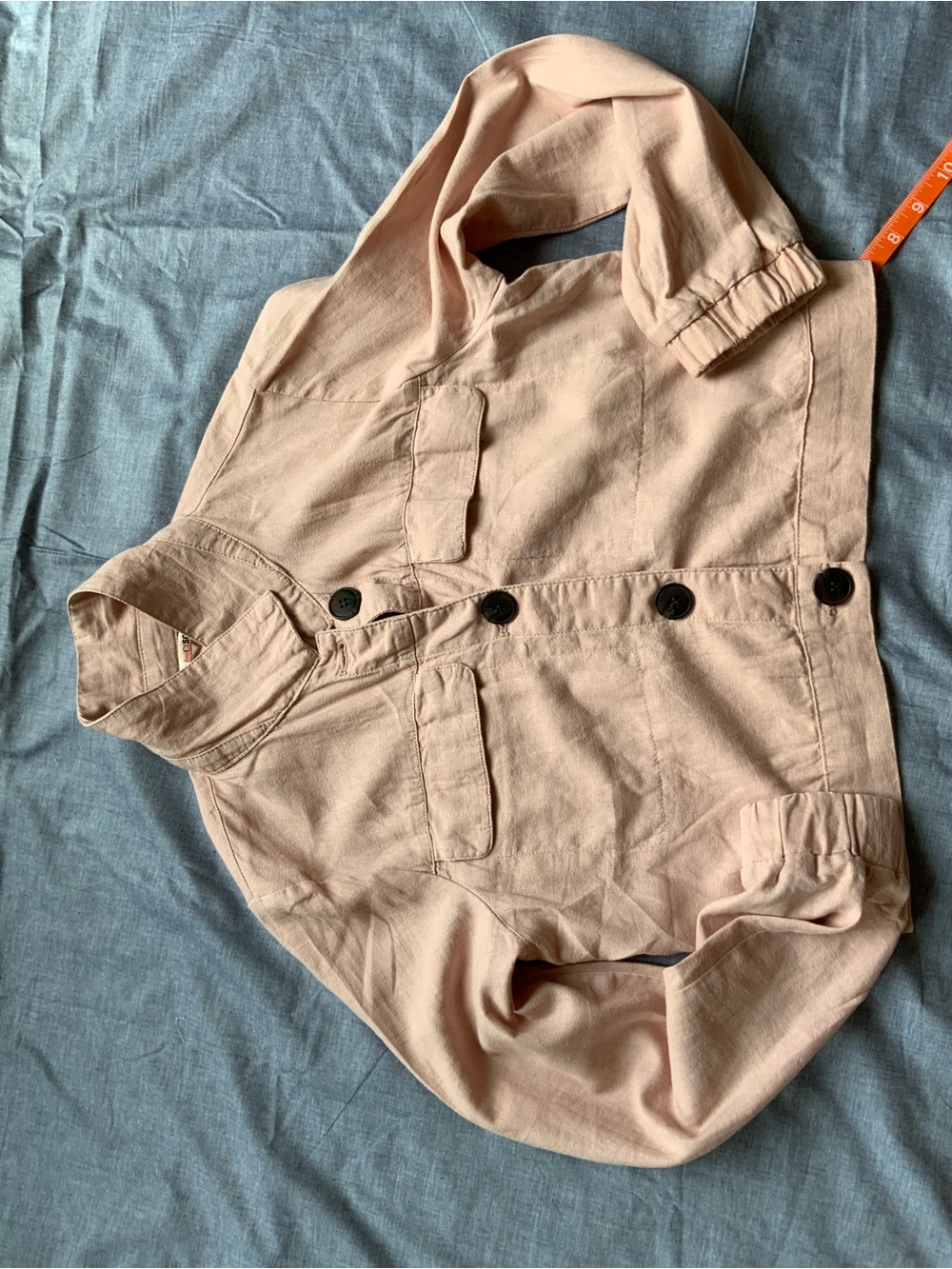 Ci Sono Blush Brown Statement Button Linen Jacket - Picture 7 of 10